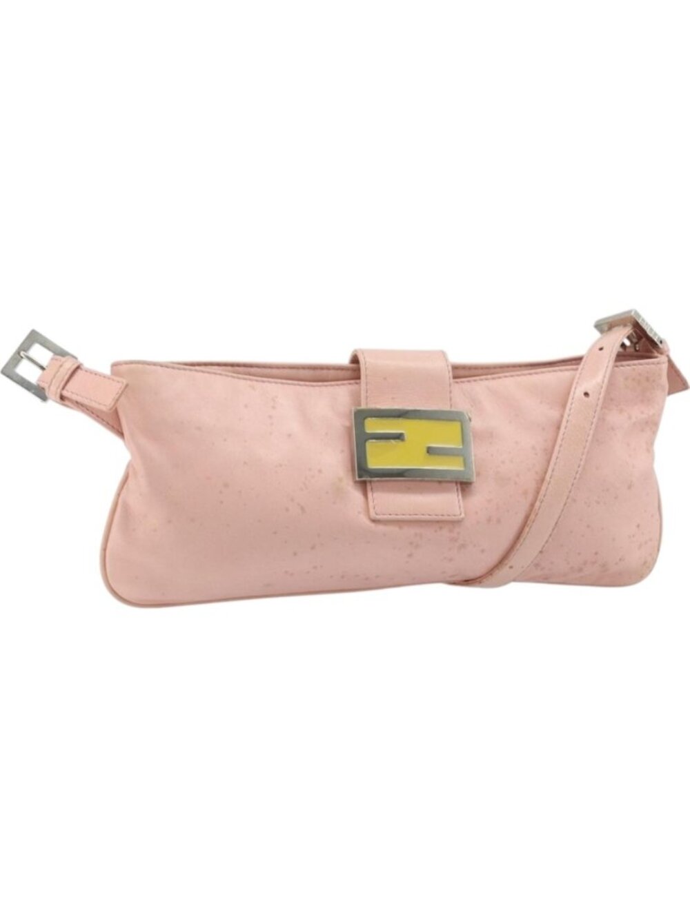 FENDI Mamma Bucket Shoulder Bag Leather Pink Silver